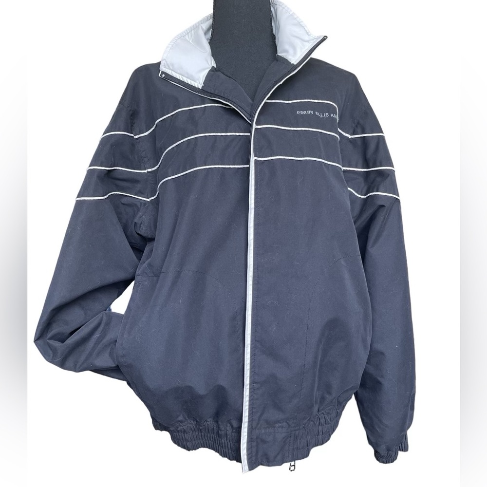 Perry Ellis America Black and White Windbreaker Large